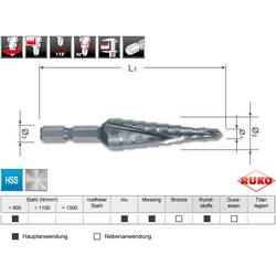 RUKO 101050-9H HSS stupňovitý vrták Celková délka 72 mm 1 ks