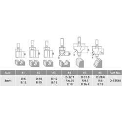 Makita D-53540 sada fréz , Vnější Ø 8 mm, Ø hřídele 8 mm, 6dílná