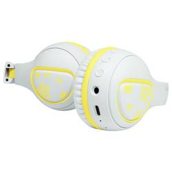 LogiLink BT0073BL sluchátka otevřená (On Ear) Bluetooth®, kabelová světle modrá, žlutá složitelná, omezení hlasitosti