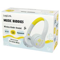LogiLink BT0073BL sluchátka otevřená (On Ear) Bluetooth®, kabelová světle modrá, žlutá složitelná, omezení hlasitosti