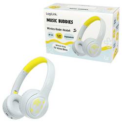 LogiLink BT0073BL sluchátka otevřená (On Ear) Bluetooth®, kabelová světle modrá, žlutá složitelná, omezení hlasitosti