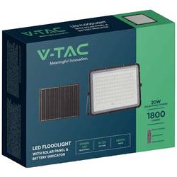 V-TAC VT-180W LED reflektor, solární modul 0.5 W, neutrální bílá, černá, 7828