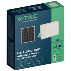 V-TAC VT-240W-W LED reflektor, solární modul 30 W, neutrální bílá, bílá, 7848