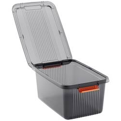 KIS 237491 Úložný box, K Latch, stohovatelné, (š x v x h) 590 x 450 x 390 mm, kouřová šedá, průsvitná, 1 ks