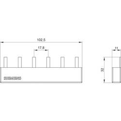 Siemens 5ST3643 Kolíková sběrná lišta, 16 mm2 připojení: 2x 3-fázová, chráněná proti nechtěnému doteku kolíková sběrnicová lišta 10 ks