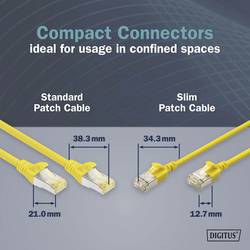 Digitus DK-1632-A-005S-Y RJ45 síťové kabely, propojovací kabely CAT 6A F/FTP 0.5 m žlutá barevně rozlišený, stíněný, točený drát, S průchodkou chránící proti