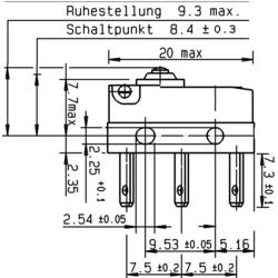 ZF DC2C-L1AA mikrospínač DC2C-L1AA 250 V/AC 10 A 1x zap/(zap) bez aretace 1 ks