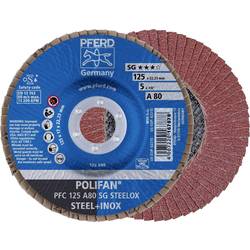 PFERD TOOLS 67708125 PFC 125 A 80 SG STEELOX vějířovitý brusný kotouč Průměr 125 mm Ø otvoru 22.23 mm Zrnitost 80 nerezová ocel, ocel 10 ks