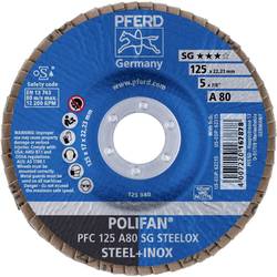 PFERD TOOLS 67708125 PFC 125 A 80 SG STEELOX vějířovitý brusný kotouč Průměr 125 mm Ø otvoru 22.23 mm Zrnitost 80 nerezová ocel, ocel 10 ks