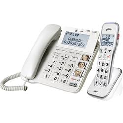 Geemarc AMPLIDECT 595 COMBI šňůrový telefon pro seniory záznamník, handsfree, optická signalizace hovoru, kompatibilní s naslouchadly bílá