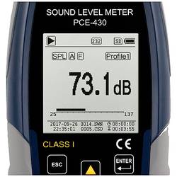 PCE Instruments hlukoměr datový záznamník 22 - 136 dB 3 Hz - 20 kHz USB