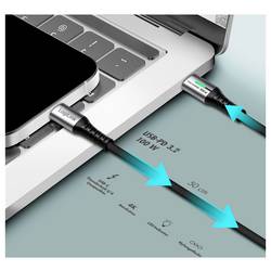 LogiLink Kabel USB-C USB 3.2 Gen2x2 USB-C ® zástrčka 0.50 m černá s LED, 4K UHD, oboustranně zapojitelná zástrčka CU0431