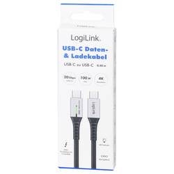 LogiLink Kabel USB-C USB 3.2 Gen2x2 USB-C ® zástrčka 0.50 m černá s LED, 4K UHD, oboustranně zapojitelná zástrčka CU0431