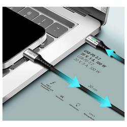 LogiLink Kabel USB-C USB 3.2 Gen2x2 USB-C ® zástrčka 0.30 m černá s LED, 4K UHD, oboustranně zapojitelná zástrčka CU0430