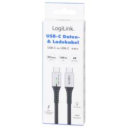 LogiLink Kabel USB-C USB 3.2 Gen2x2 USB-C ® zástrčka 0.30 m černá s LED, 4K UHD, oboustranně zapojitelná zástrčka CU0430