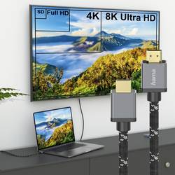 Hama HDMI kabel Zástrčka HDMI-A, Zástrčka HDMI-A 2.00 m šedá, černá 00200504 8K UHD HDMI kabel
