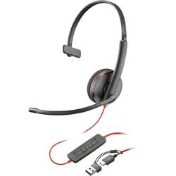HP Poly Blackwire C3210 Headset uzavřená (Over Ear) kabelová mono černá Redukce šumu mikrofonu headset, regulace hlasitosti, Vypnutí zvuku mikrofonu Počítače