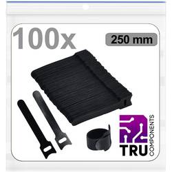 TRU COMPONENTS T24CA097 kabelový manažer na suchý zip ke spojování háčková a flaušová část (d x š) 250 mm x 12 mm černá 100 ks