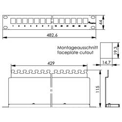 Telegärtner 100007010 19 osazený modulární nosič 483 mm (19) CAT 6A 1 U šedá