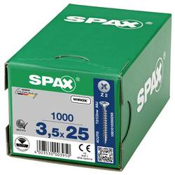 SPAX 1081010350255 šroub ze zápustnou hlavou 3.5 mm 25 mm křížová drážka Pozidriv ocel galvanizováno zinkem 1000 ks