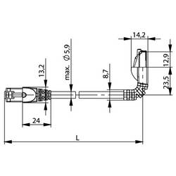 Telegärtner 100008040 RJ45 síťové kabely, propojovací kabely CAT 6A S/FTP 0.5 m šedá samozhášecí, S průchodkou chránící proti zlomení 1 ks