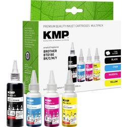KMP Ink refill náhradní Brother BTD180BK, BTD180C, BTD180M, BTD180Y kompatibilní kombinované balení černá, azurová, purppurová, žlutá 110 ml, 50 ml, 50 ml, 50