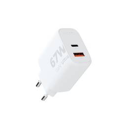 XTORM Ultra Wall USB nabíječka, GaN, 1x USB-C®, 1x USB A , 67 W, Quick Charge 3.0, bílá