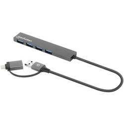 Manhattan 181006 USB Hub 4 porty USB-A USB 3.0 5 GBit/s vesmírná šedá 181006