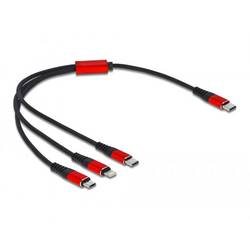 Delock Nabíjecí kabel USB USB 2.0 USB-C ® zástrčka, USB-C ® zástrčka, USB Micro-B zástrčka, Apple Lightning konektor 0.30 m černá, červená 86710