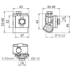 DEHN 540120 DRK 8.10 AQ4 50 W16.22 V2A Okapová svorka 1 ks