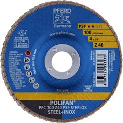 PFERD TOOLS 67764100 PFC 100 Z 40 PSF STEELOX/16,0 vějířovitý brusný kotouč Průměr 100 mm Ø otvoru 16 mm Zrnitost 40 nerezová ocel, ocel 10 ks