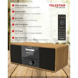 Telestar TOP 300 Holz 5701300 rádio CD, internetové, DAB+, FM, USB, Wi-Fi, internet, DAB+, CD, Bluetooth, AUX, vč. dálkového ovládání, dřevo