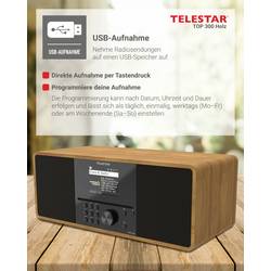 Telestar TOP 300 Holz 5701300 rádio CD, internetové, DAB+, FM, USB, Wi-Fi, internet, DAB+, CD, Bluetooth, AUX, vč. dálkového ovládání, dřevo