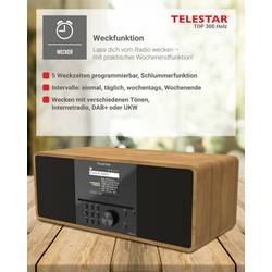 Telestar TOP 300 Holz 5701300 rádio CD, internetové, DAB+, FM, USB, Wi-Fi, internet, DAB+, CD, Bluetooth, AUX, vč. dálkového ovládání, dřevo