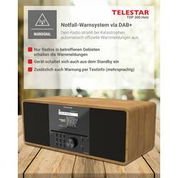 Telestar TOP 300 Holz 5701300 rádio CD, internetové, DAB+, FM, USB, Wi-Fi, internet, DAB+, CD, Bluetooth, AUX, vč. dálkového ovládání, dřevo