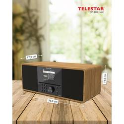 Telestar TOP 300 Holz 5701300 rádio CD, internetové, DAB+, FM, USB, Wi-Fi, internet, DAB+, CD, Bluetooth, AUX, vč. dálkového ovládání, dřevo