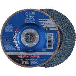 PFERD TOOLS 67788126 PFC 125 Z 80 SG POWER STEELOX vějířový brusný kotouč Průměr 125 mm Ø otvoru 22.23 mm Zrnitost 80 nerezová ocel, ocel 10 ks