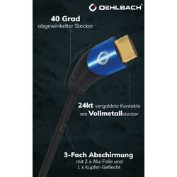 Oehlbach HDMI kabel Zástrčka HDMI-A, Zástrčka HDMI-A 1.50 m černá D1C42531 8K UHD, třížilový stíněný HDMI kabel