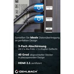 Oehlbach HDMI kabel Zástrčka HDMI-A, Zástrčka HDMI-A 1.50 m černá D1C42531 8K UHD, třížilový stíněný HDMI kabel
