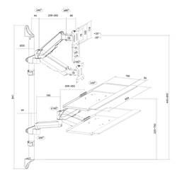 My Wall držák na zeď pro monitor HL64L 1 Displej: (s) 43,2 cm (17) - 81,3 cm (32) černá nastavitelná výška, naklápěcí, nakláněcí, odkládací místo na klávesnici
