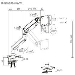 Digitus držák na stůl pro monitor DIGITUS - Single Monitorhalterung, 49, 20 kg 1 Displej: (s) 124,5 cm (49) černá