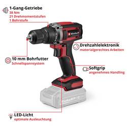 Einhell TC-CD 18/38 Li - Solo aku vrtací šroubovák, 18 V Li-Ion bez akumulátoru, bez nabíječky, 4514365