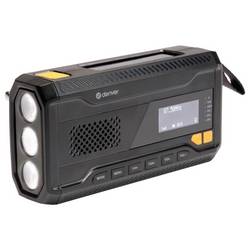 Denver SCD-2033 111111400000 Nouzové rádio, DAB+, FM, USB, s USB nabíječkou, Ruční klika, s akumulátorem, Funkce powerbanky, černá