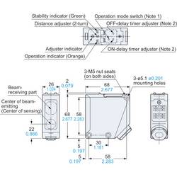 Panasonic EQ501T triangulační světelný snímač, EQ501T, 12, 24 - 240, 240 V/DC, V/AC, 1 ks