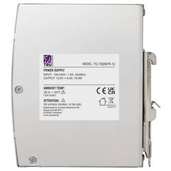 TRU COMPONENTS TC-13804588 síťový zdroj na DIN lištu 12 V/DC 6.3 A 75.6 W Počet výstupů:1 x Obsah 1 ks