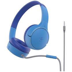 Belkin SoundForm Mini Headset otevřená (On Ear) kabelová modrá omezení hlasitosti