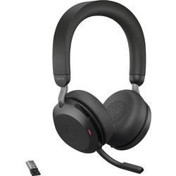 Jabra Evolve2 75 Headset otevřená (On Ear) Bluetooth®, kabelová stereo černá Redukce šumu mikrofonu regulace hlasitosti, Vypnutí zvuku mikrofonu, Indikátor