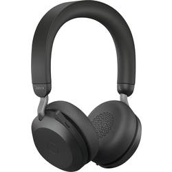 Jabra Evolve2 75 Headset otevřená (On Ear) Bluetooth®, kabelová stereo černá Redukce šumu mikrofonu regulace hlasitosti, Vypnutí zvuku mikrofonu, Indikátor