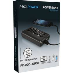 RealPower PB-20000PD+ powerbanka 20000 mAh Li-Pol černá