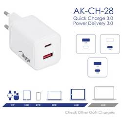Akyga USB nabíječka, USB-C®, USB A, 45 W, bílá